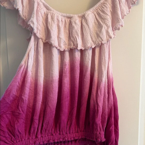 Free People Pink Ombre Ruffle Top - Picture 2 of 5